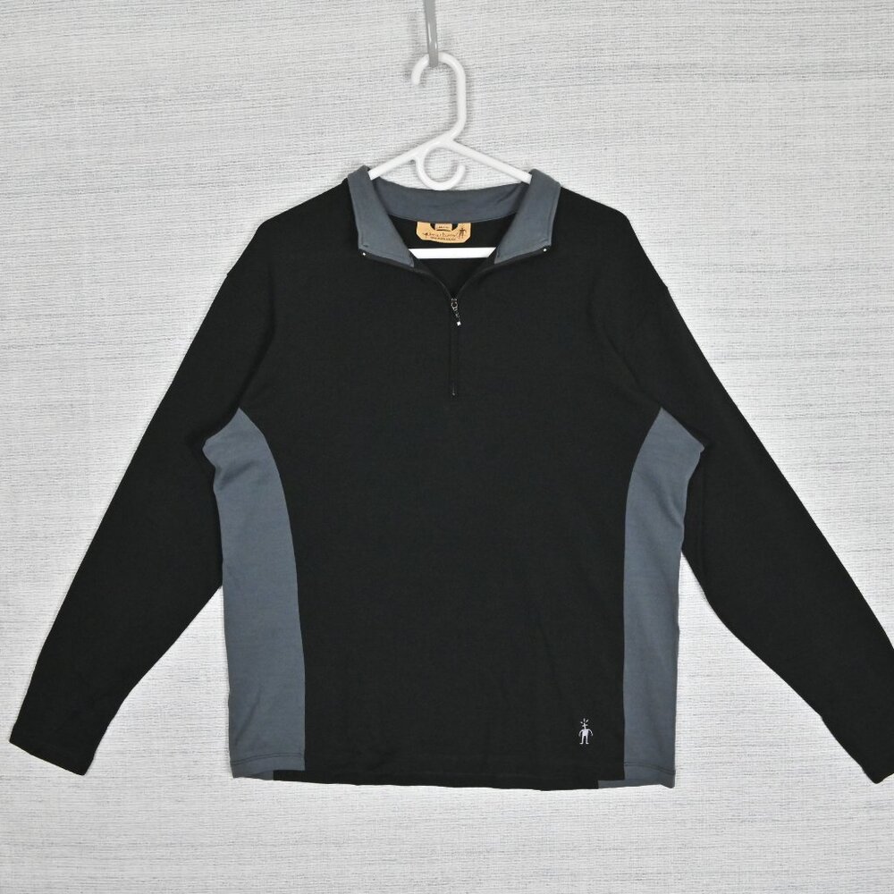 Smartwool 100% Merino Wool Base Layer Athleisure Warm Mock Neck Black Pullover L
